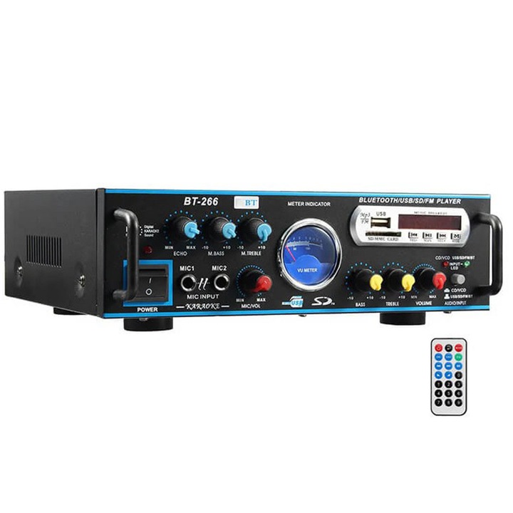 Amplificator Karaoke BT-266, 2 x 80W, Bluetooth, 25,5x23,5x8cm