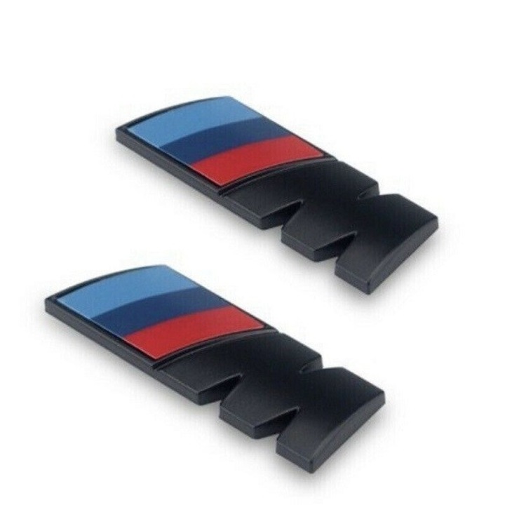 Sistem de semnalizare metalic pentru aripa auto, set 2 bucati, 8x3x0.3cm, 10.5x7x0.3cm, negru