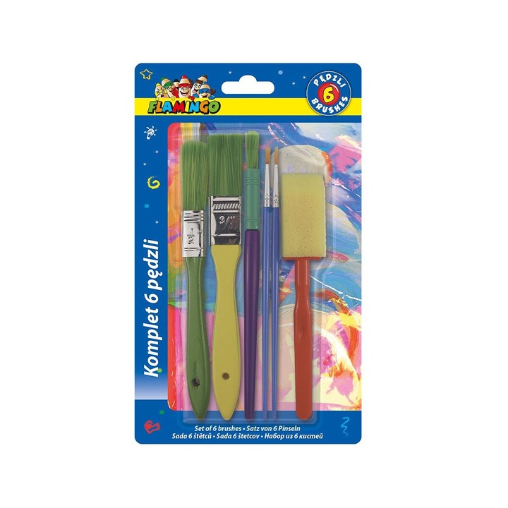 Set 6 pensule Titanum, sintetice si burete, multicolor