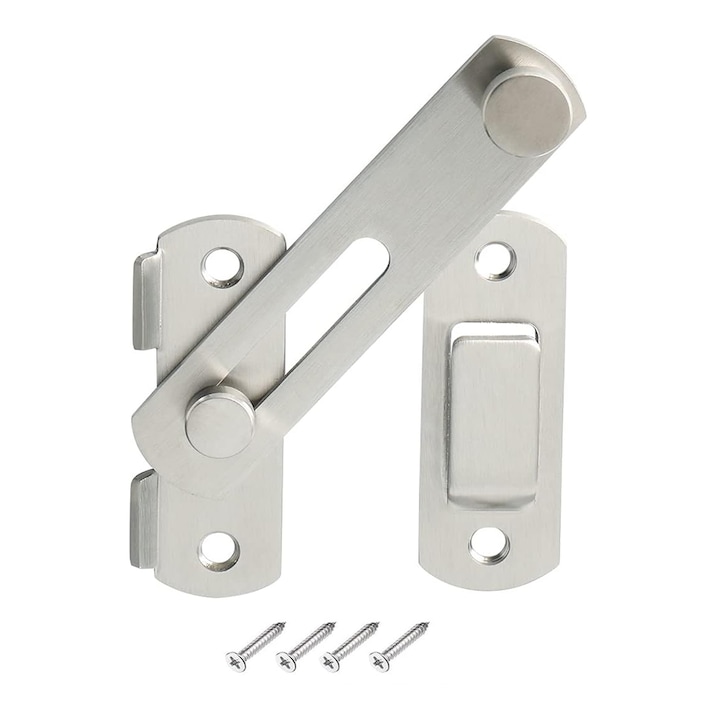 Брава за врата на плевня, SIBINTA, с монтажни винтове, диаметър на монтажния отвор 5 mm, устойчива на корозия, лесна за инсталиране, против ръжда, без избледняване, за чекмеджета, шкафове, бюро, неръждаема стомана, сребро