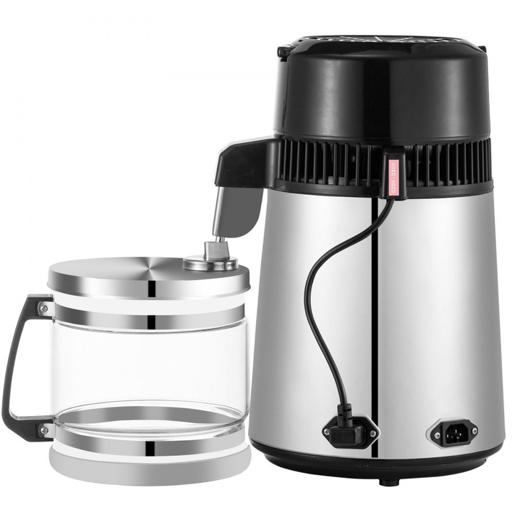 Vízlepárló, 750 W, 4 liter, 1 l/óra, állítható hőmérséklet, rozsdamentes acél, fekete és szürke