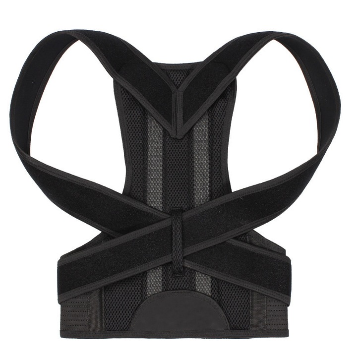 Curea corectoare invizibila pentru spate, Sunmostar, neagra, XXL (115cm), material din poliester