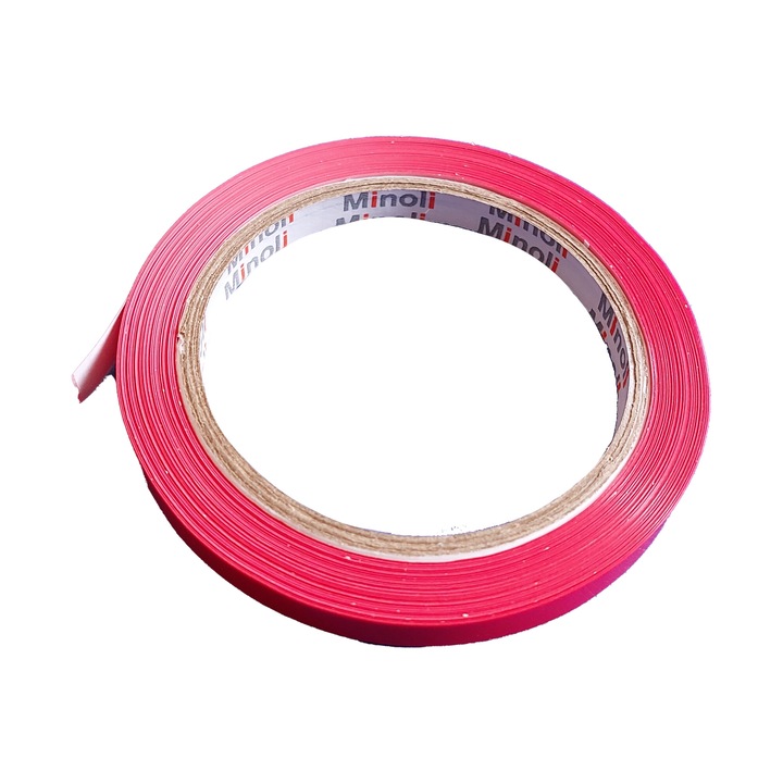 Banda adeziva pentru sigilat si inchis pungi, Minoli, rosu, 9mm x 50 m