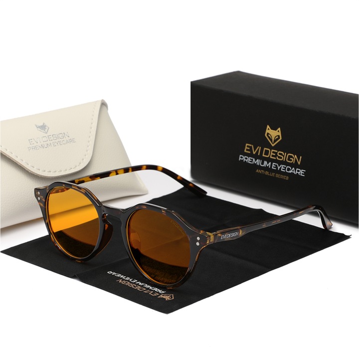 Ochelari de computer care blocheaza 99% din lumina albastra ANTI BLUE LIGHT cu etui, 6005, pantera