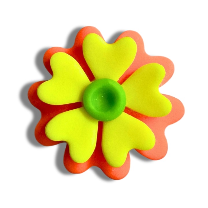 Inel Fluorescent Handmade - Electric Flower - Lut Polimeric, Multicolor, Baza otel inoxidabil