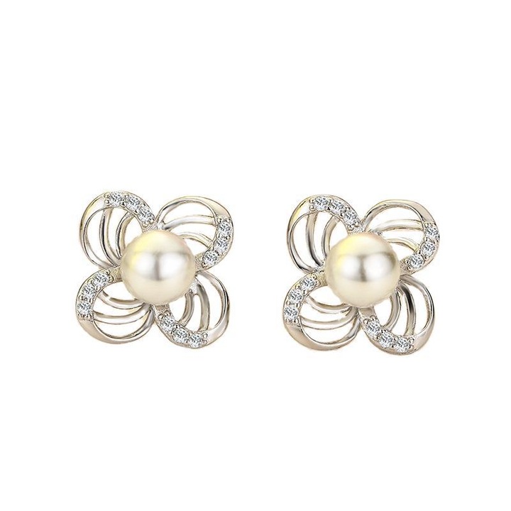 Обеци HYTIREBY, перли и цирконий, сребро