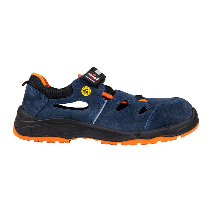 Pantofi de protectie, sandale, Proof, Star-X 30, S1P, ESD anti-electrostatic, Piele intoarsa, talpa Kevlar, bombeu compozit, Bleumarin, marimea 44