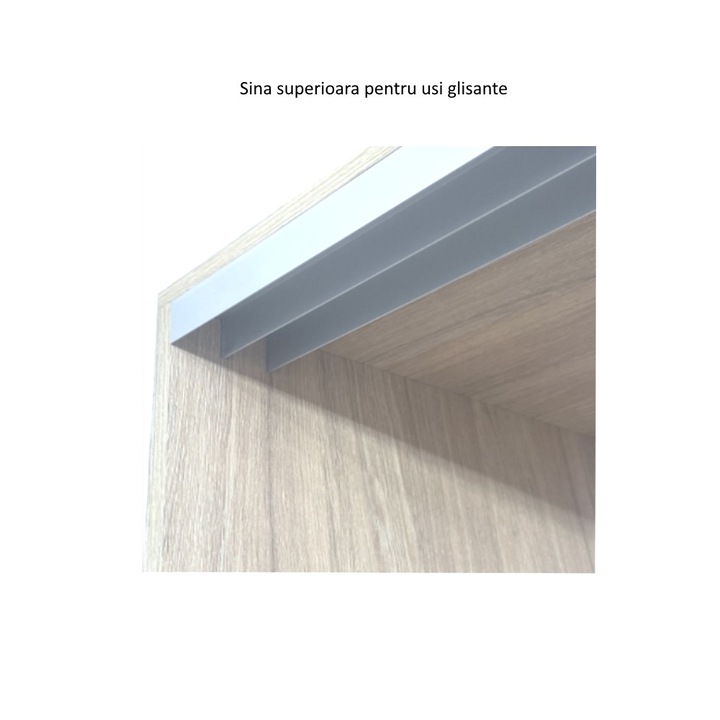 Dressing cu usi culisante, Stejar Urban/ Cappuccino/ Gold/ Grej, H240 x L200 x A60 cm PAL 18 mm Sistem culisare Hafele premium