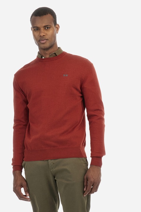 LA MARTINA, Pulover slim fit din amestec de lana, Caramiziu