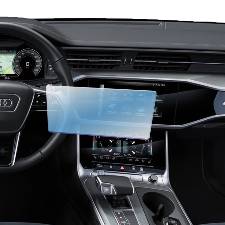 Регенерируемо хидрогелно автомобилно вторично навигационно защитно фолио за Audi A6L 2021, гъвкав хидрокристал, безупречен външен вид, технология Premium Optim Core, против надраскване, усъвършенствана чувствителност, прозрачен
