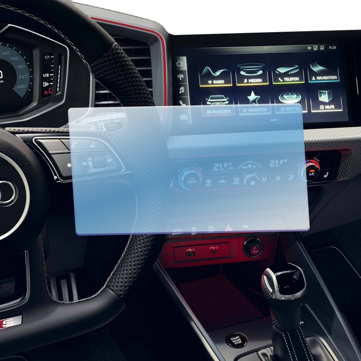 Регенерируемо хидрогелно защитно фолио за автомобилна навигация за Audi A1, ОПТИМАЛНО РЕШЕНИЕ, пълна защита, гъвкав хидрокристал, безупречен външен вид, технология Premium Optim Core, против надраскване, усъвършенствана чувствителност, прозрачност