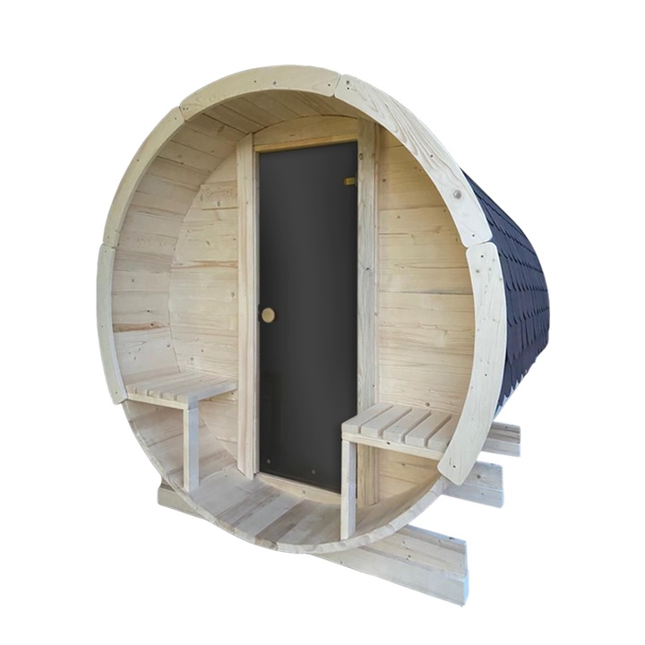Sauna uscata, lemn de brad, 2500mm x 2200mm, soba electrica, culoare natur