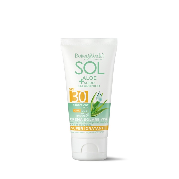 Crema de fata hidratanta cu aloe vera si acid hialuronic, SPF 30 - Sol Aloe, 50 ML, Bottega Verde