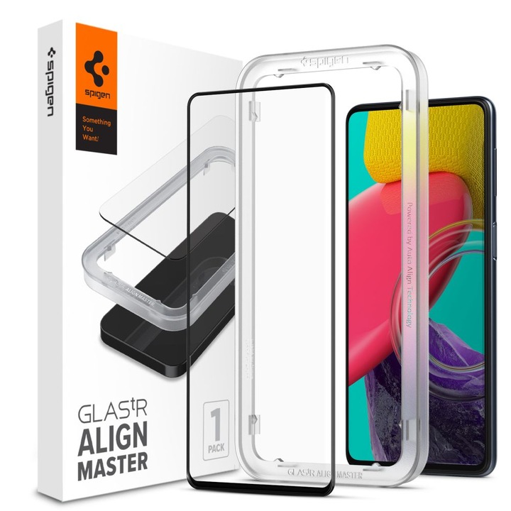 Fólia Samsung Galaxy M53-hoz, Biztonságos üveg, Fekete