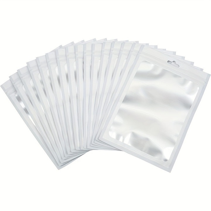 Set 20 pungi ambalare Feicaeesa, fereastra mata, 7x10cm, alb