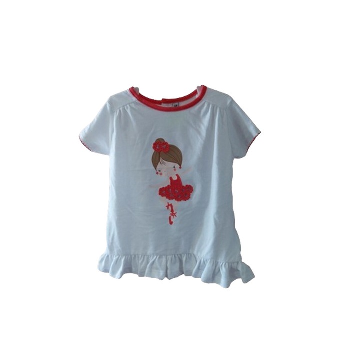 Lány póló, fehér/rózsaszín, pamut, 12 hónapos