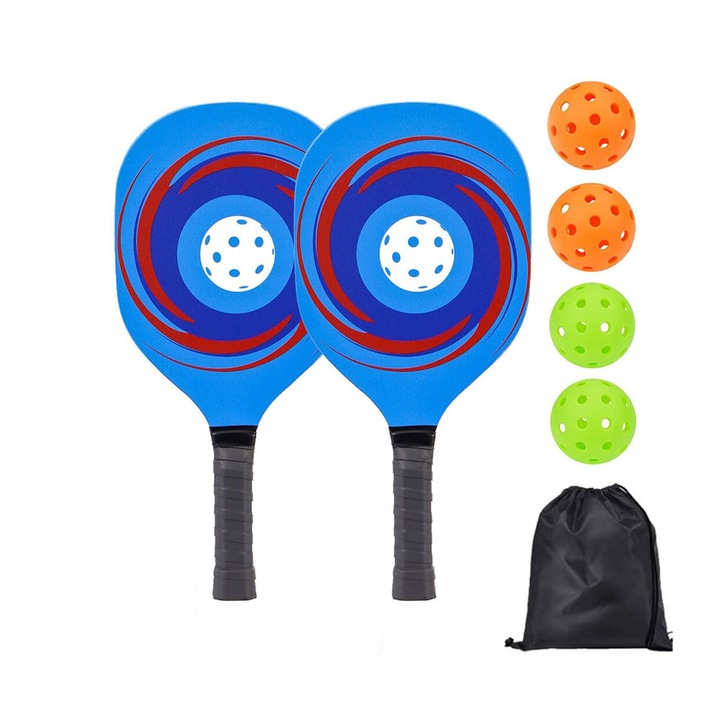 Set 2 rachete pickleball Merco Beta, include 4 mingi si husa transport