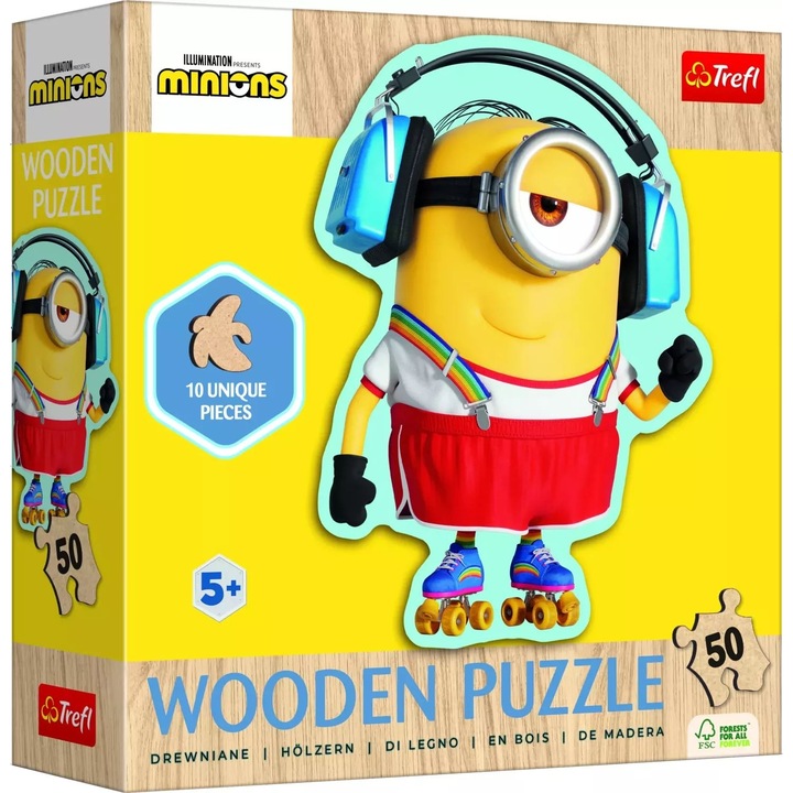 Trefl Wooden: Őrült Minyon puzzle fából - 50 darabos