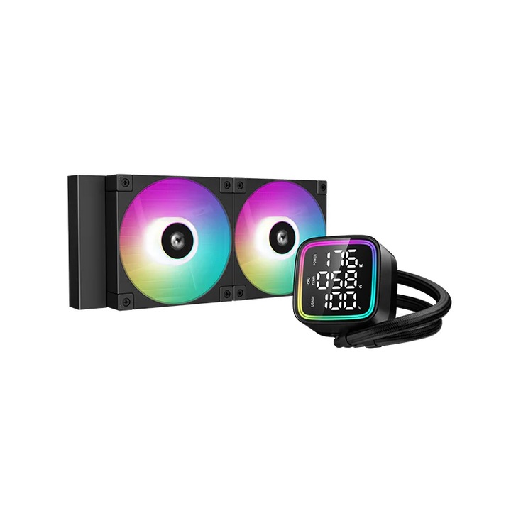 Cooler CPU DeepCool LD240, 240mm, Racire cu apa, 2 ventilatoare, Negru