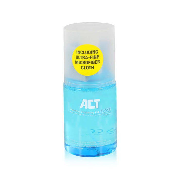 ACT (AC9516) képernyő tisztító készlet, mikroszálas törlőkendővel, 200 ml