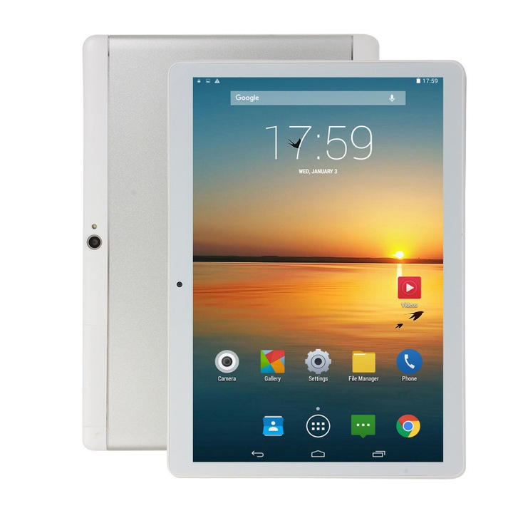 Mangus 10 colos Tablet GPS IPS kijelzővel fehér, simkártáyás, magyar nyelvű szoftverrel, térképpel