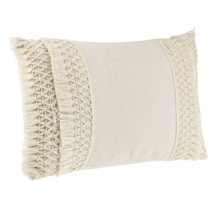 Perna Decorativa Ecru cu Model Macrame 50x30cm
