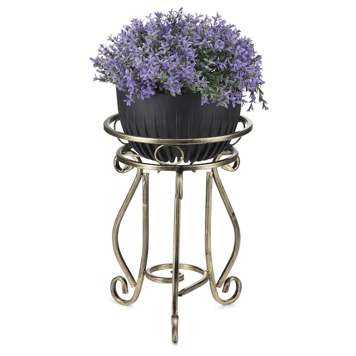 Stand De Flori, 37x29x29 cm, Clasic, Metal, Auriu