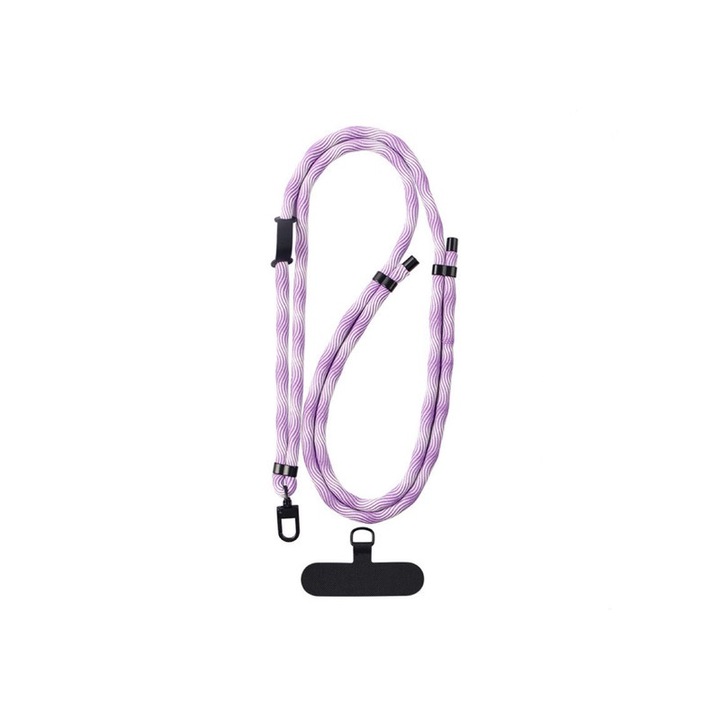 Sfoara umar ajustabila, universala pentru telefoane, violet alb, 160cm