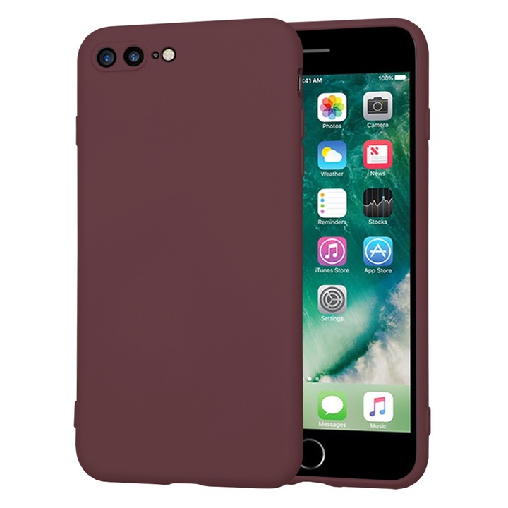 Защитен калъф за iPhone 7 Plus/iPhone 8 Plus, Timacond Safe, SoftFlex, C60, Canvas, Plum Noble Red