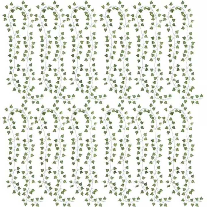 Ghirlanda iedera artificiala decorativa, Gardlov, 12 siruri, lungime 25.2 m, verde