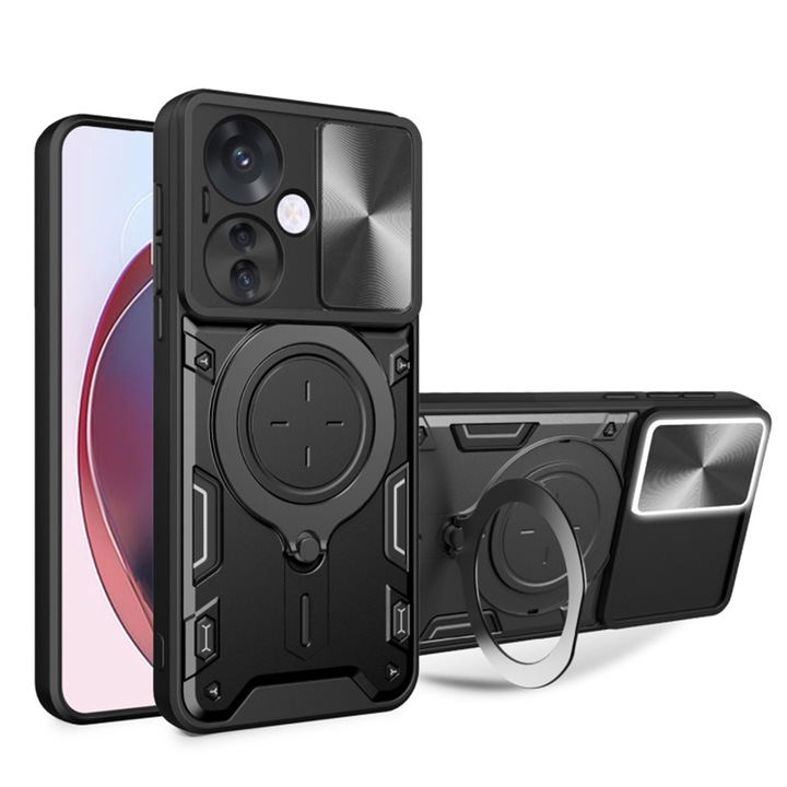 Кейс за Oppo Reno11 F, CamGuard Pro, L92, Неръждаема стомана, Черен