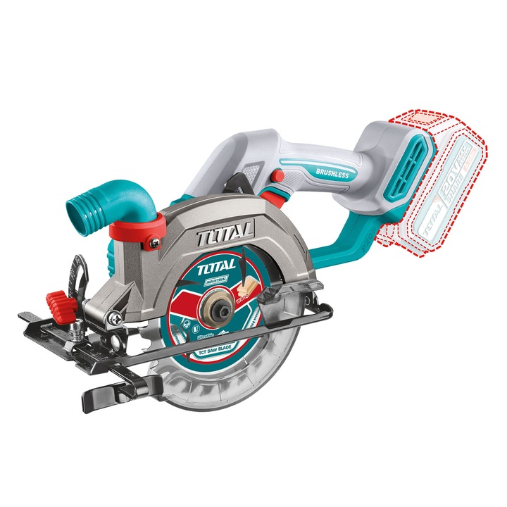 Fierastrau circular Total Tools TSLI1402, 6300rpm, 140mm, taiere inclinata, 20V