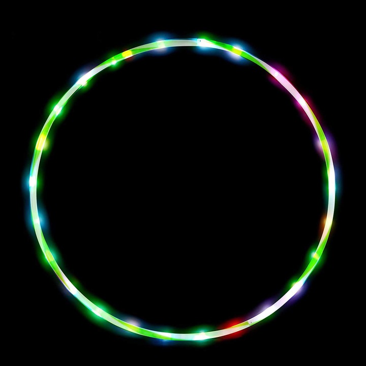 Hula Hoop LED színváltóval, 60x90cm, 14 LED, 6 éves kortól gyerekeknek és felnőtteknek