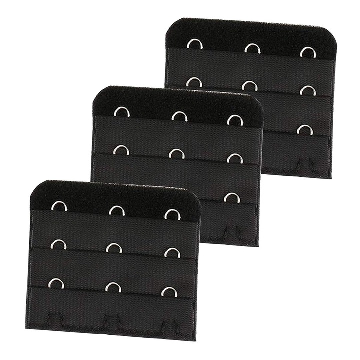 Set 3 Extensii sutien femei, AMRNUGL, Bumbac, 5.5 x 5 cm, Negru