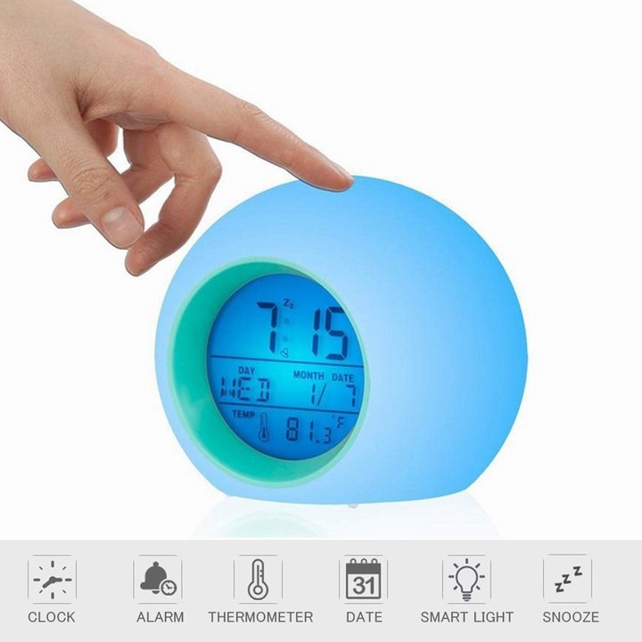 Ceas desteptator cu LED, ceas desteptator care isi schimba culoarea