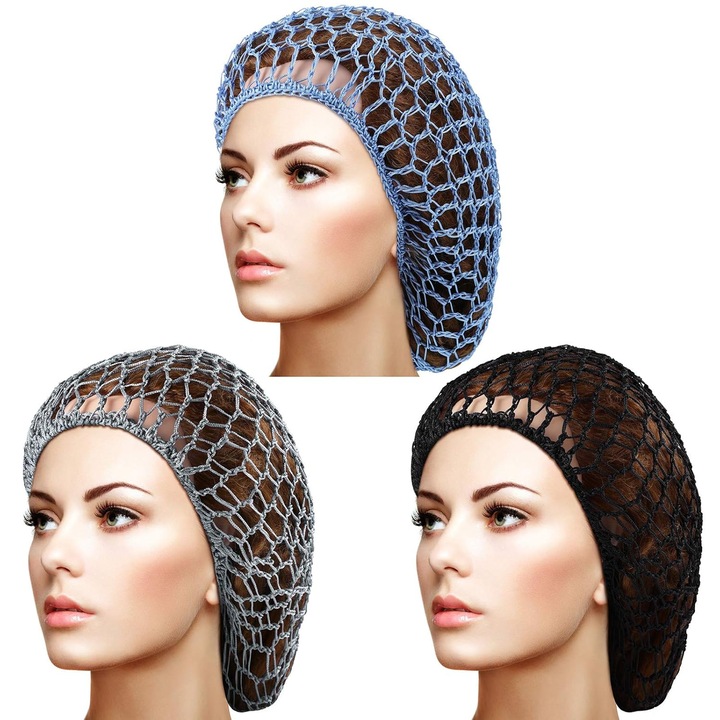Set 3 Bonete Crosetate pentru Par, Cozevdnt, Rayon, Multicolor