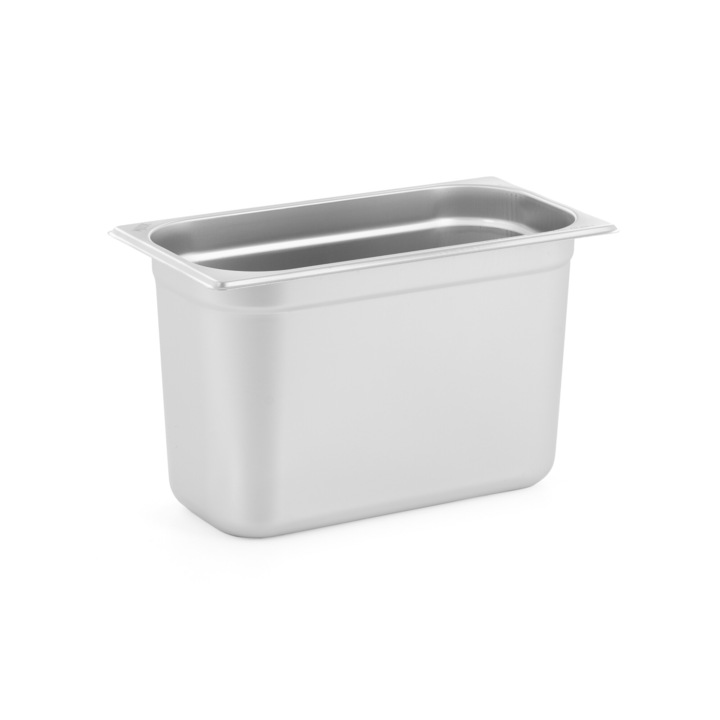 Tava gastronorm MJUSK, GN 1/3, 325x265x200 mm 6,9 l, pentru depozitarea alimentelor, ideal pentru catering si restaurante stivuibila, compatibila cuptor si frigider, interval de temperatura de la -40 °C la 300 °C, inox