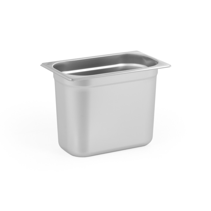 Tava gastronorm MJUSK, GN 1/4, 265x162x200 mm 5 l, pentru depozitarea alimentelor, ideal pentru catering si restaurante stivuibila, compatibila cuptor si frigider, interval de temperatura de la -40 °C la 300 °C, inox