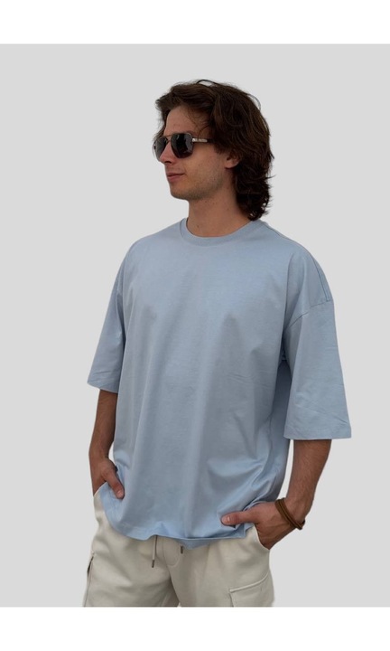 Nagyméretű unisex póló, pamutból, kék, Kék