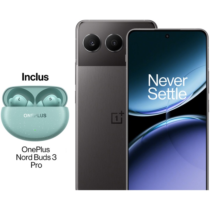 Telefon OnePlus Nord 4 Black Edition, Dual SIM, 16GB RAM, 512GB, 5G, Obsidian Midnight + breloc, suport tip inel, laveta microfibra