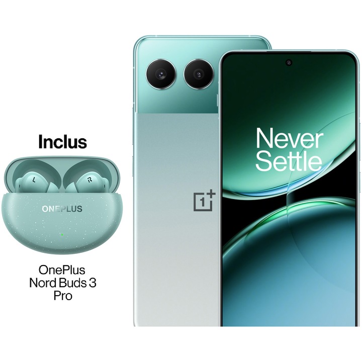 Telefon OnePlus Nord 4 Black Edition, Dual SIM, 16GB RAM, 512GB, 5G, Oasis Green + breloc, suport tip inel, laveta microfibra