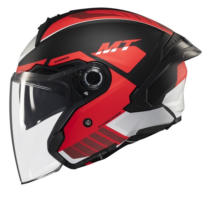 Casca open face motociclete MT Cosmo cu ochelari integrati, rosu mat, L 59-60cm