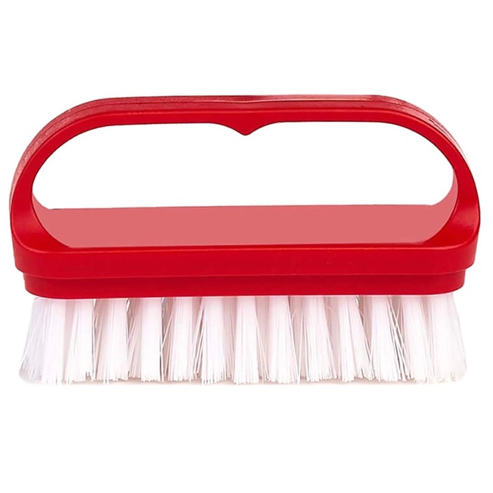 Perie plastic cu maner pentru unghii rosie