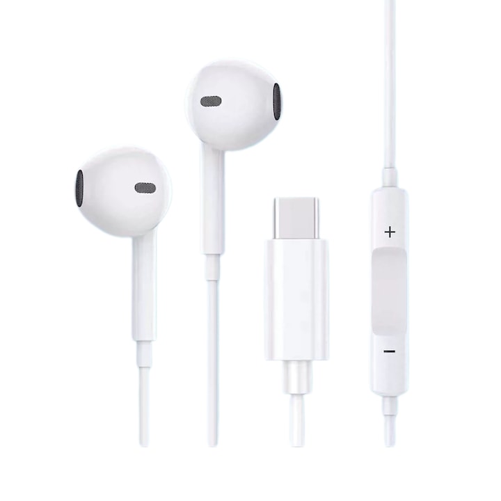 Слушалки In-Ear с микрофон и интегрирано управление, конектор Type-C, бели, 1,3 м