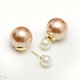 Cercei HUGE TOMATO, perle duble, placati cu aur 14k, roz, 16mm