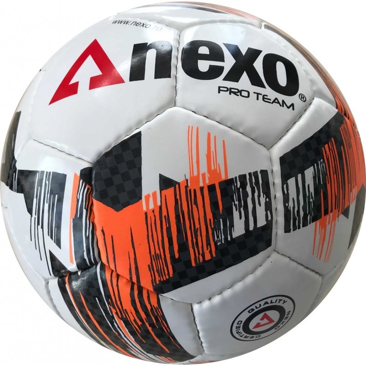 Minge fotbal Nexo PROTEAM, marimea 5, alb/portocaliu/negru