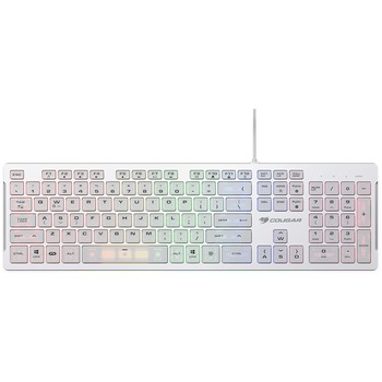 Tastatura gaming cu fir, Cougar Vantar S, Scissor-Switch, iluminare RGB, ultra subtire, Alb