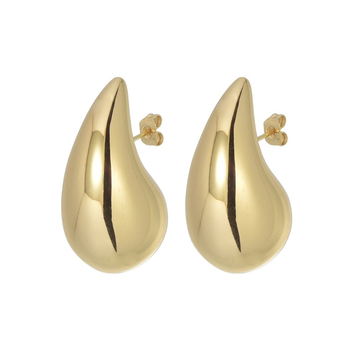 Cercei Picatura Aurii si Argintii cu Cerc 30mm x 18mm pentru Dama HUGE TOMATO, auriu, 1.1x0.7 inch