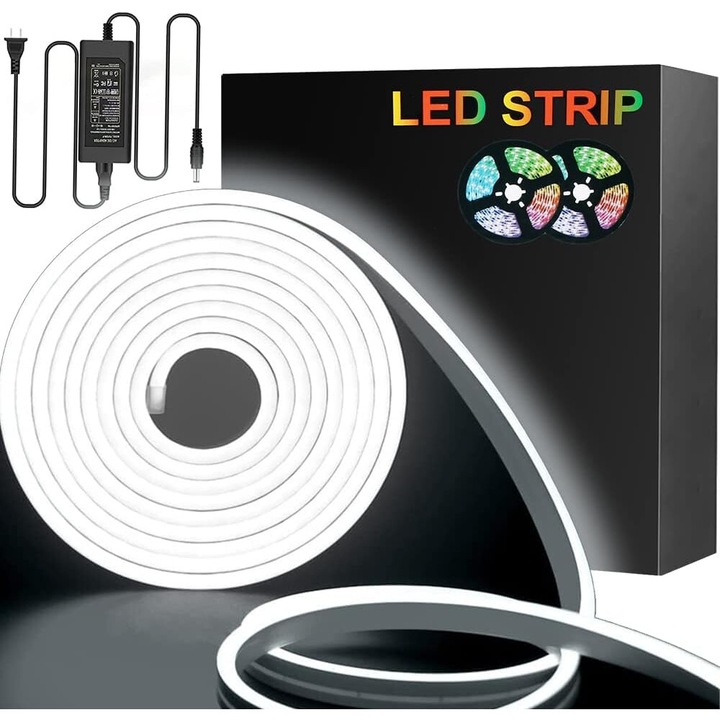 LED лента, гъвкава, неонова, равномерна светлина, водоустойчива, 5 метра, многоцветна
