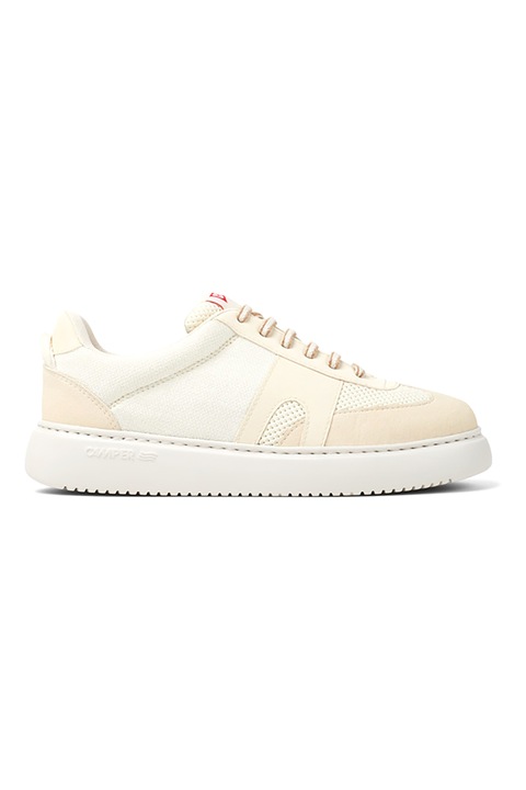 Camper, Pantofi sport cu insertii de piele nabuc Runner, Alb